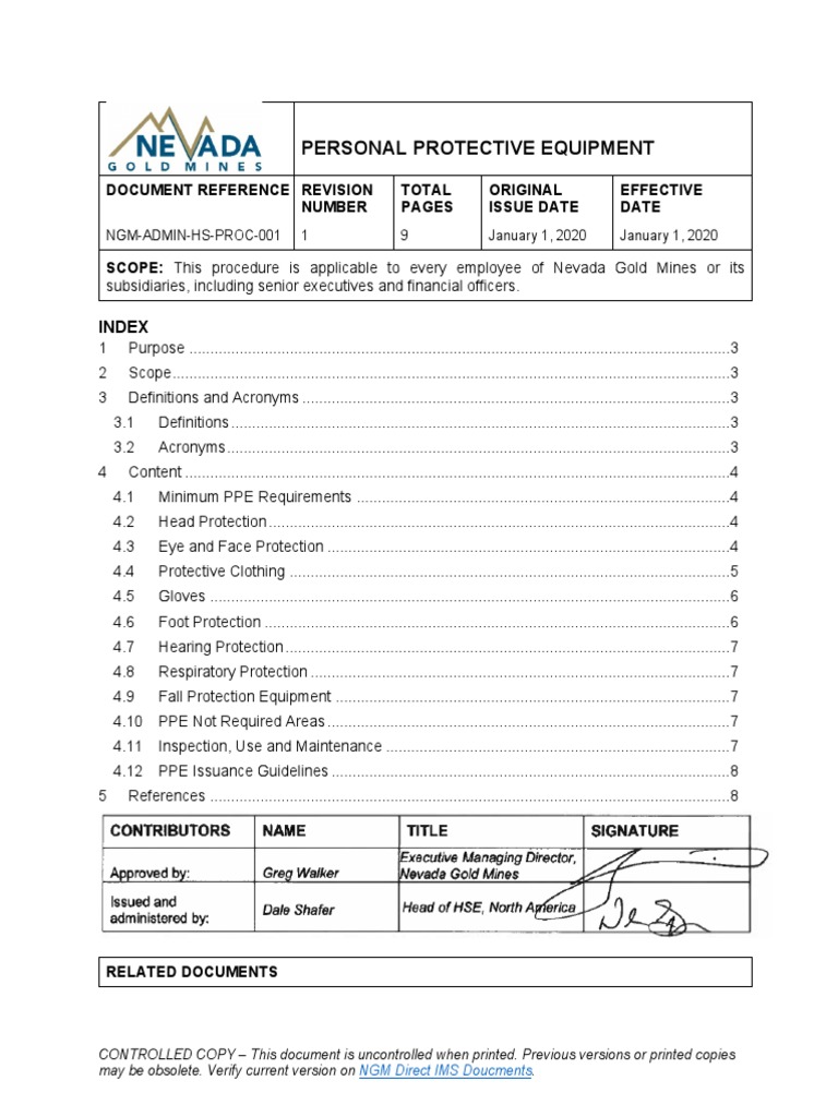 Personal Protective Equipment Index PDF Personal Protective