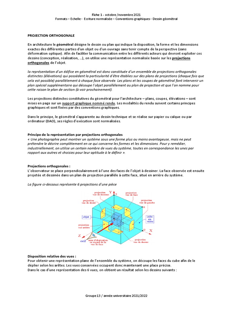 Projections orthogonales en dessin technique | PDF | Dessin | Dessin ...