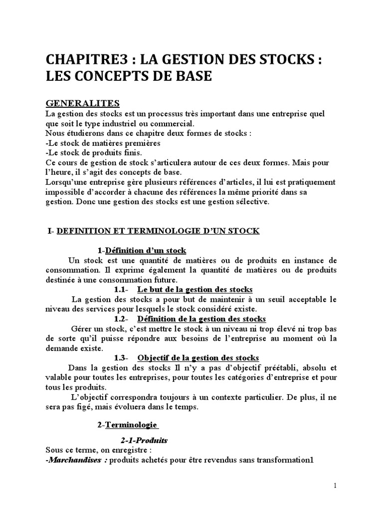 Concepts de base en gestion des stocks | PDF | Inventaire | Lean ...