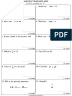 Year 3 Arithmetic Practice Test | PDF
