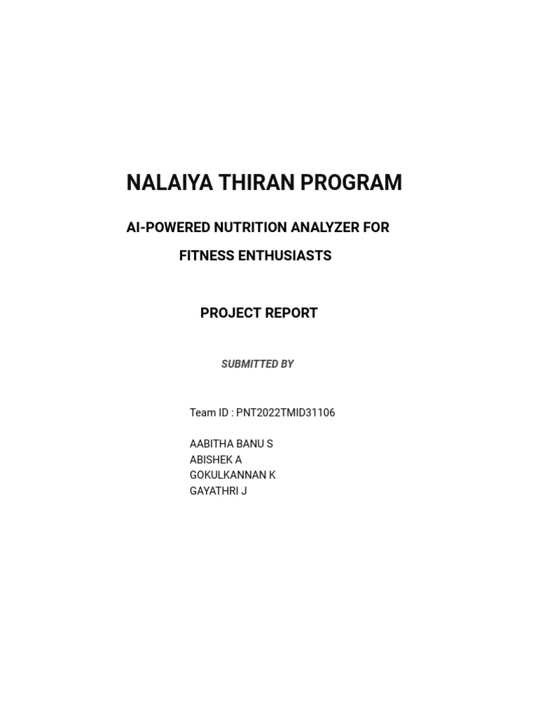 Nalaiya thiran program ai powered nutrition analyzer for fitness