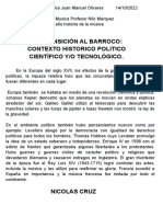 Transición al Barroco: contexto histórico, político, científico y tecnológico