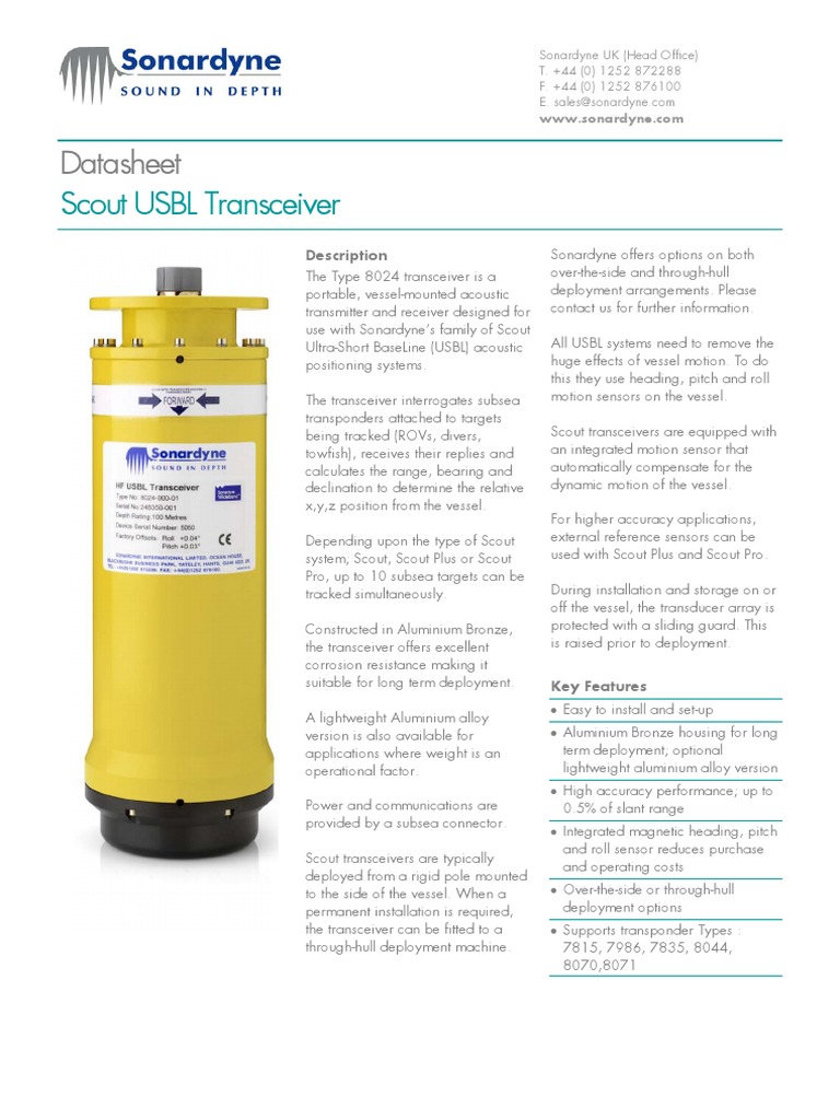 Datasheet: Scout USBL Transceiver | Download Free PDF | Physical ...