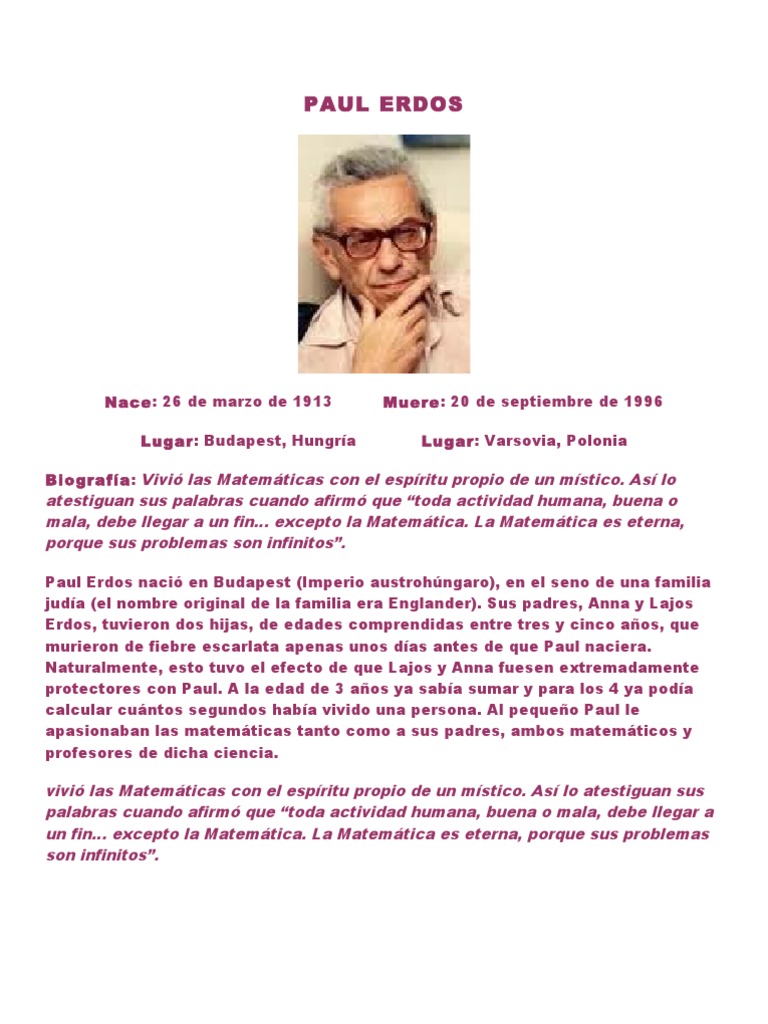 Biografia de Paul Erdos Science Ciencia filosófica