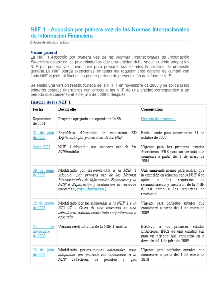 Niif 1 | PDF | normas internacionales de INFORMACION FINANCIERA ...
