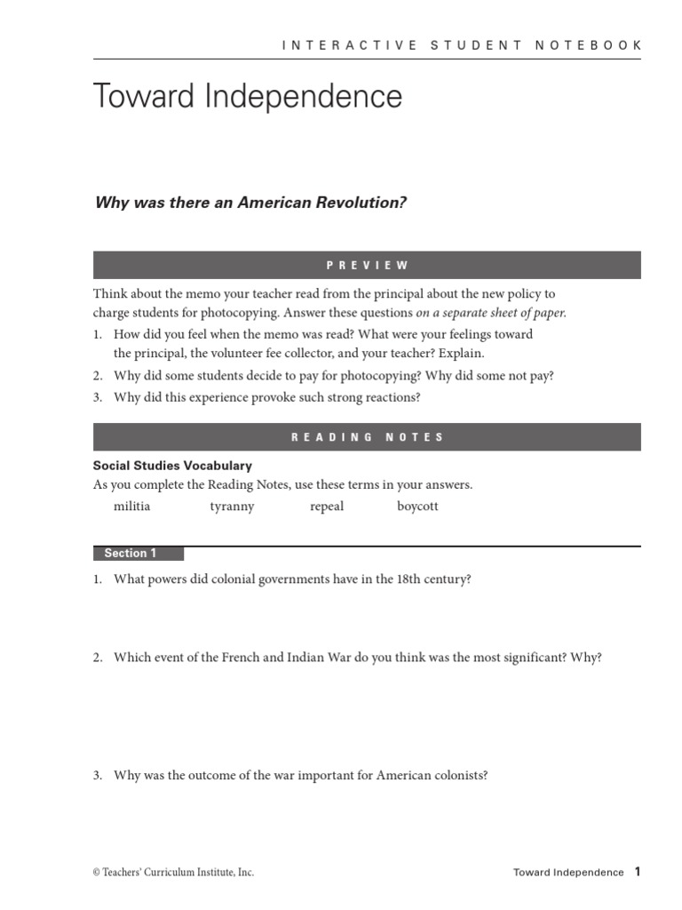 Alexander Wilson Chapter 4 Student Notebook PDF American Revolution