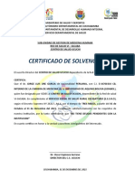 Certificado de Solvencia: Cochabamba, 31 de Diciembre Del 2021