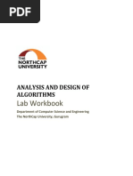 Lab Workbook: Analysis and Design of Algorithms