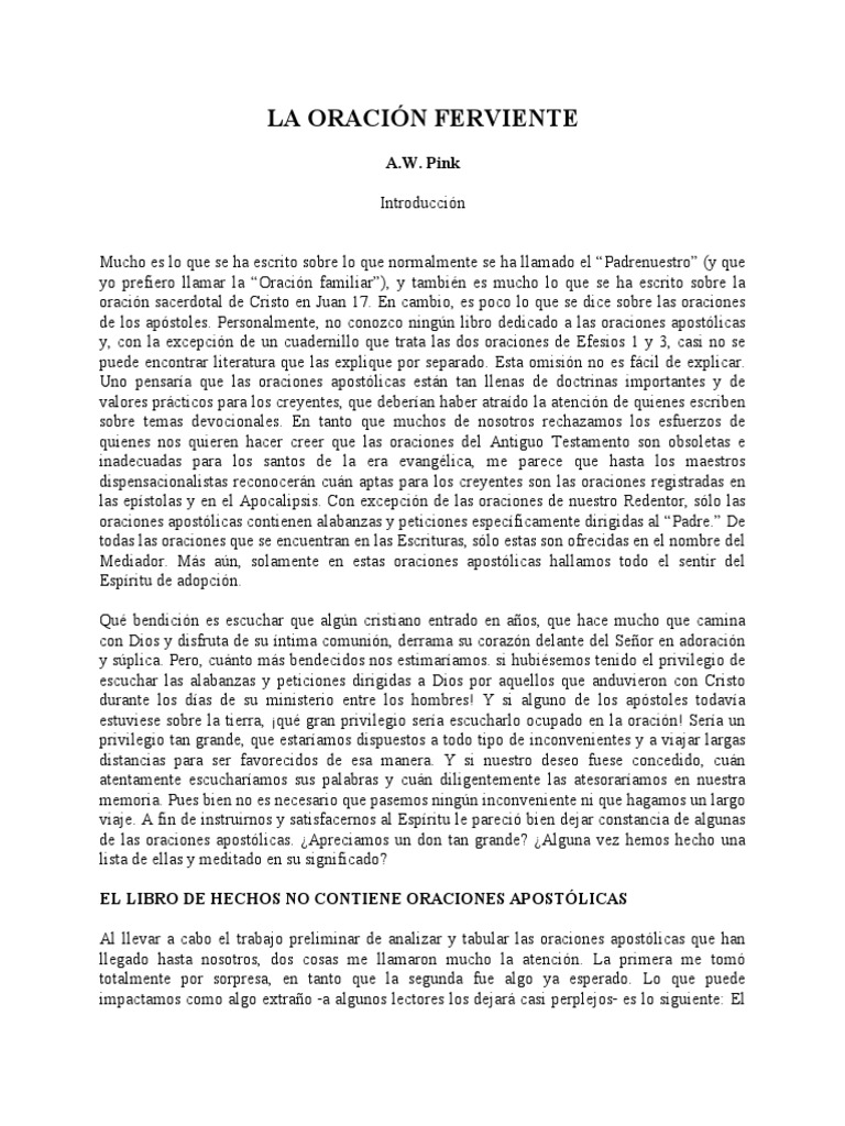 La Oración Ferviente - A.W. Pink | PDF | Oración | Jesús
