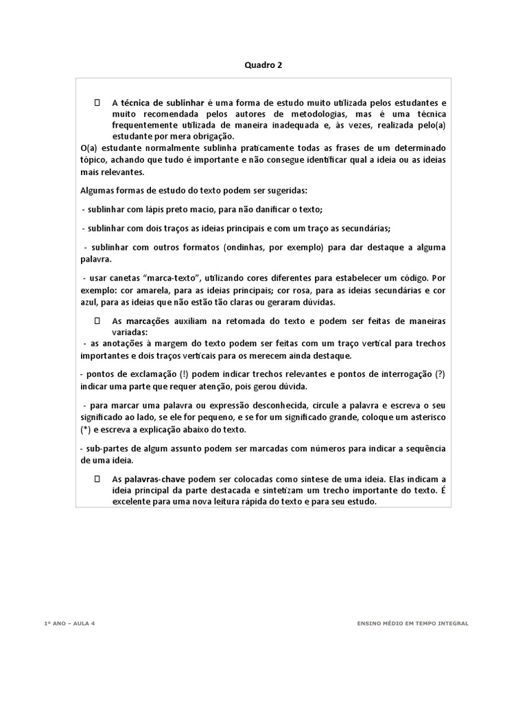 Aula 04 - Quadro 2 | PDF | Carreira e Crescimento