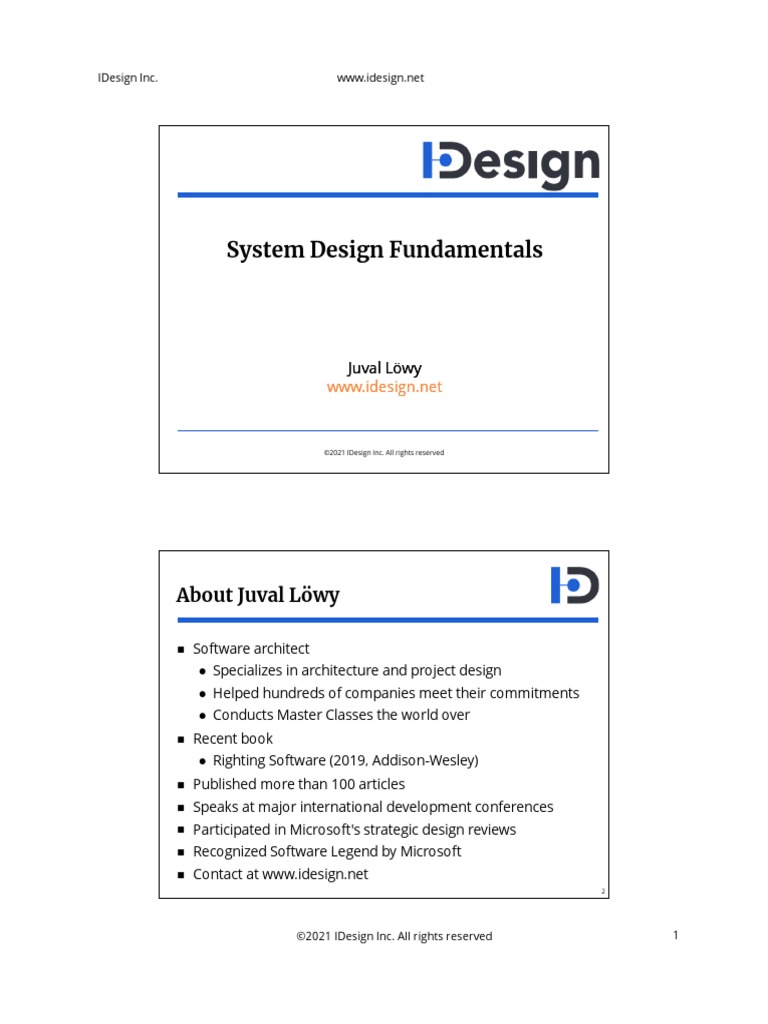 System Design Fundamentals Juval Lowy PDF Computing Computer