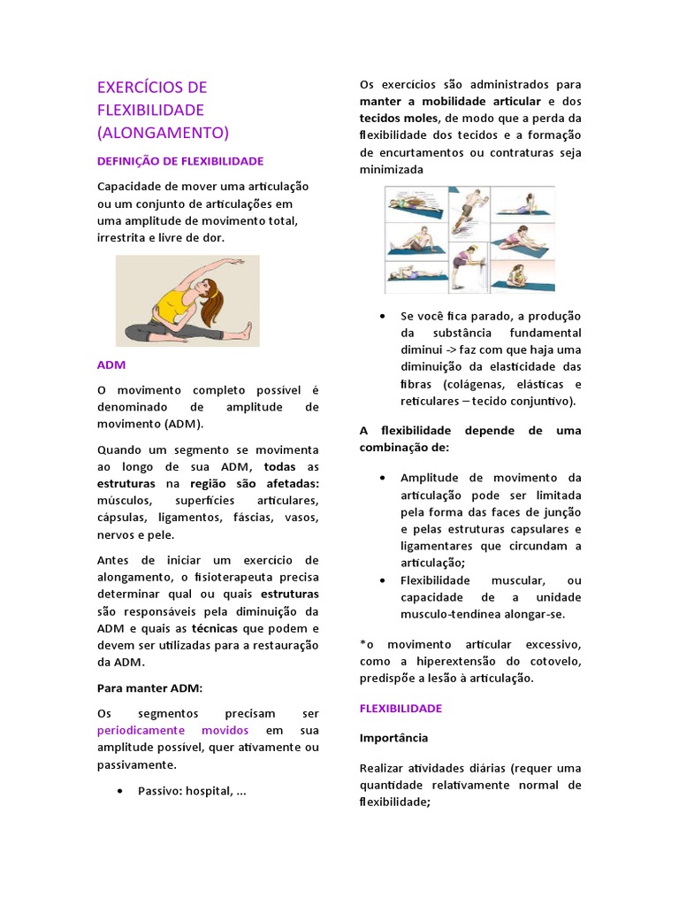 Exercícios de Flexibilidade e Alongamento | PDF | Flexibilidade ...
