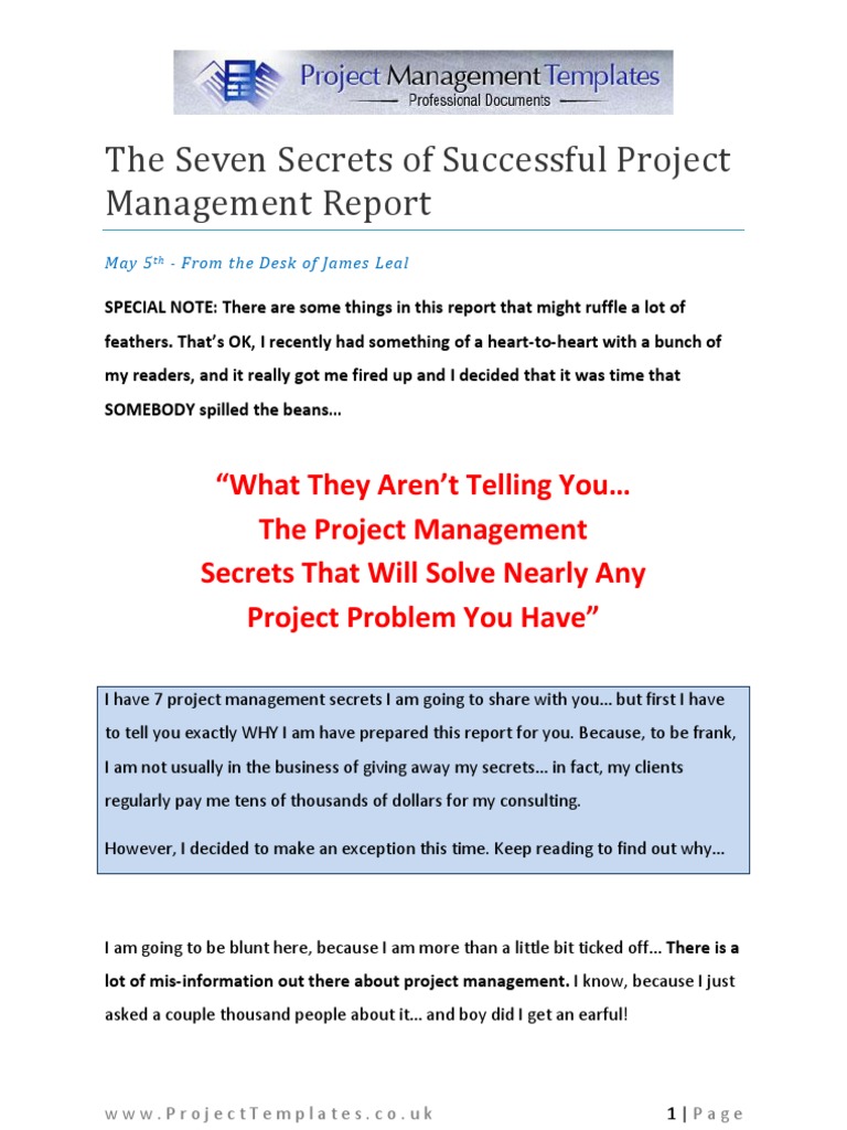 Seven Secrets of Successful Project Management PDF Risk Business(01)