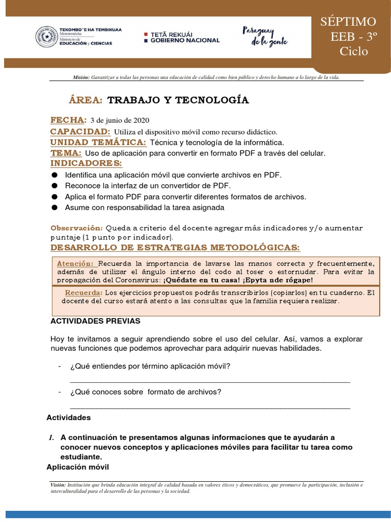 FECHA 3 de Junio. Trabajo y Tecnologia 7° Grado. | PDF | Interfaz de ...