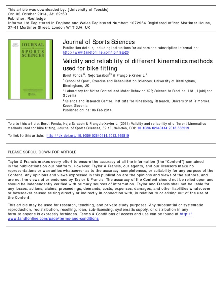 Journal of Sports Sciences | PDF | Computers | Technology & Engineering