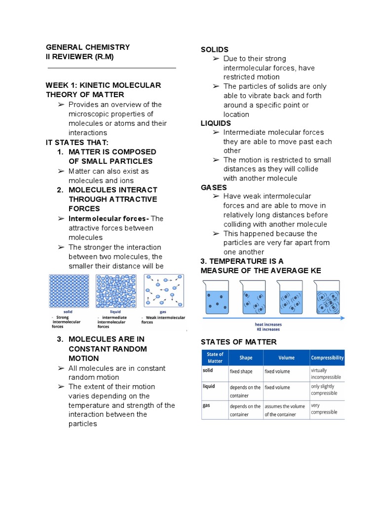 Kinetic Molecular Theory Overview | PDF | Intermolecular Force | Solubility