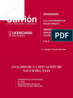 Enfermería: U.D: Actividades en Salud Pública Semana: 2 Analisis de La Situación de Salud P.A: 2