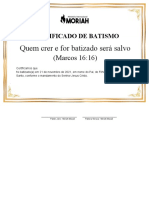 Certificado de Batismo: Quem Crer e For Batizado Será Salvo