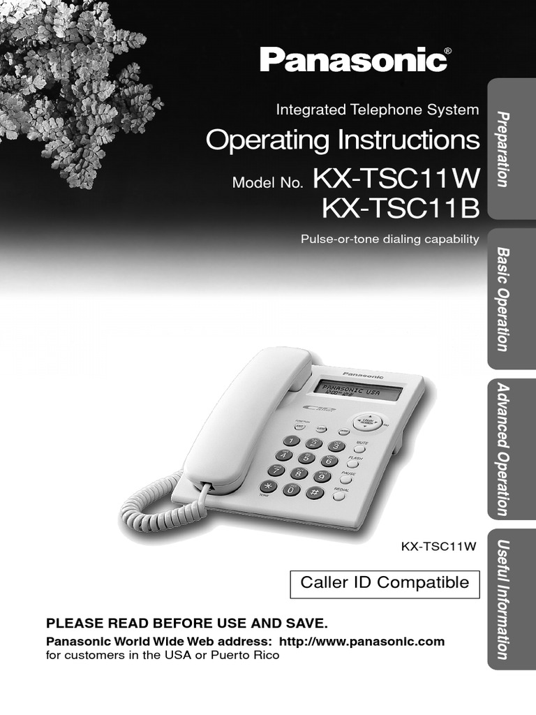Telefono Panasonic KXTSC11B PDF Telephone Voicemail