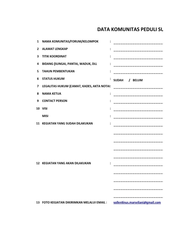 KPS Form for River Community Data | PDF