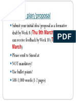 Research Plan/proposal: Thu 9th March Thu 23 March