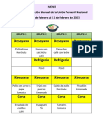 Menú convención UFN 2023