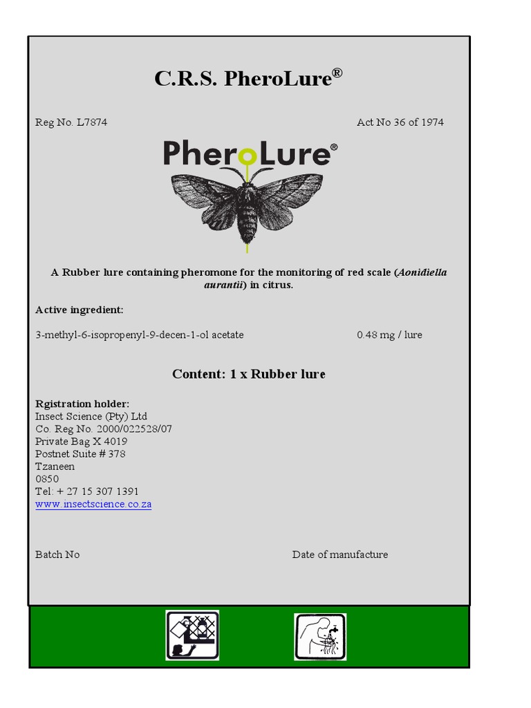 NEW CRS PheroLure Label Reg No L7874 | PDF | Wellness | Technology ...