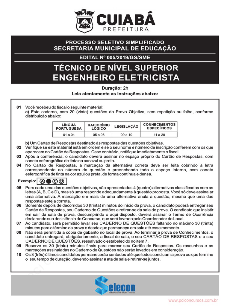 Prova Selecom | PDF | Rede elétrica | Corrente elétrica