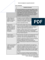 Taller de Investigación en Ingeniería Industrial I Cuadro para Desarrollar El Problema: Recomendación DESARROLLO (Ejemplo)