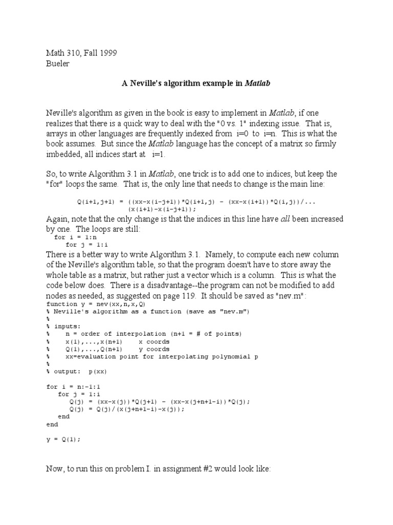Algorithme pdf matlab interpolation
