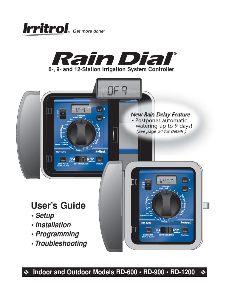 Irritrol Rain Dial Indoor and Outdoor Models RD600 RD900 RD1200