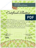 Arena da Amazônia certificado voluntariado Seleção Brasileira