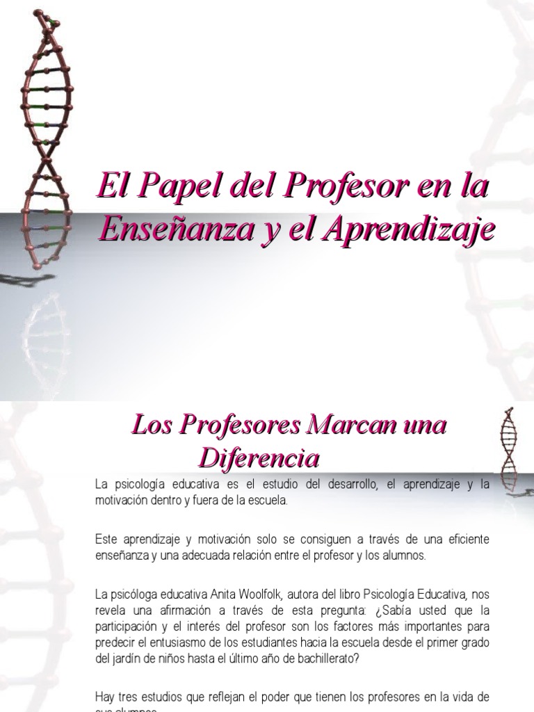 El Papel Del Profesor en La Enseñanza y El Aprendizaje | PDF | Maestros ...