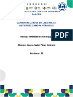 Universidad Tecnologica de Gutierrez Zamora: Trabajo: Información Del Equipo