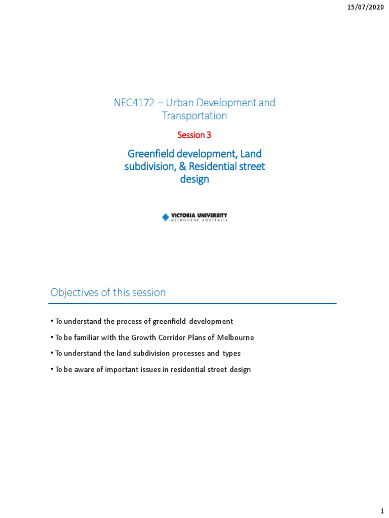Greenfield Development, Land Subdivision, and Street Design | PDF ...