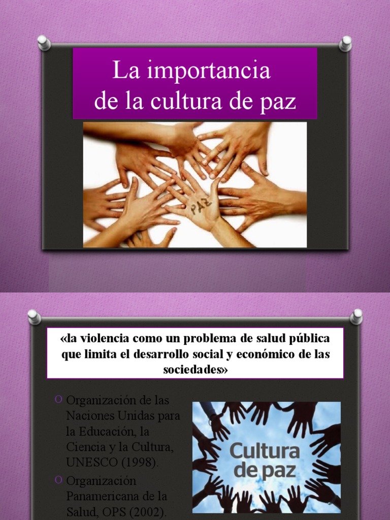 La Importancia de La Cultura de Paz | PDF | Paz | Violencia