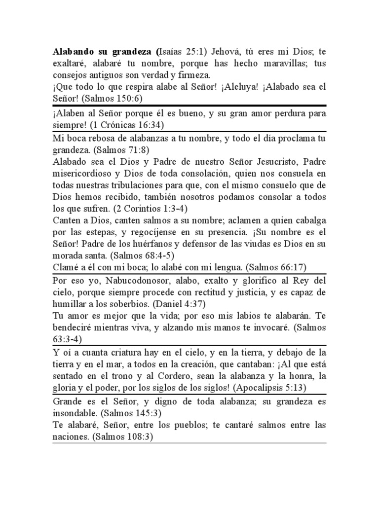 Alabanza y Grandeza de Dios en Salmos | PDF | Salmos | Contenido bíblico