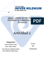 Actividad 2: Materia: Cierre de Proyectos E Informes de Comercialización en Inglé S