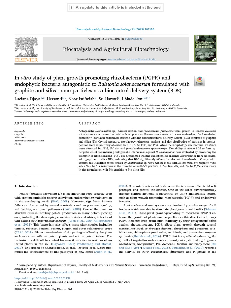 In Vitro Study of Plant Growth Promoting Rhizobacteria (PGPR) and | PDF ...