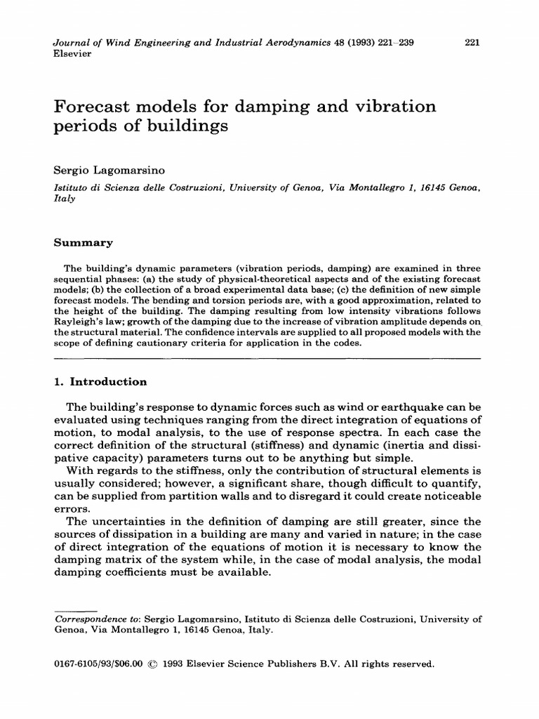 (1993) Forecast Models For Damping and Vibration Periods of Buildings ...