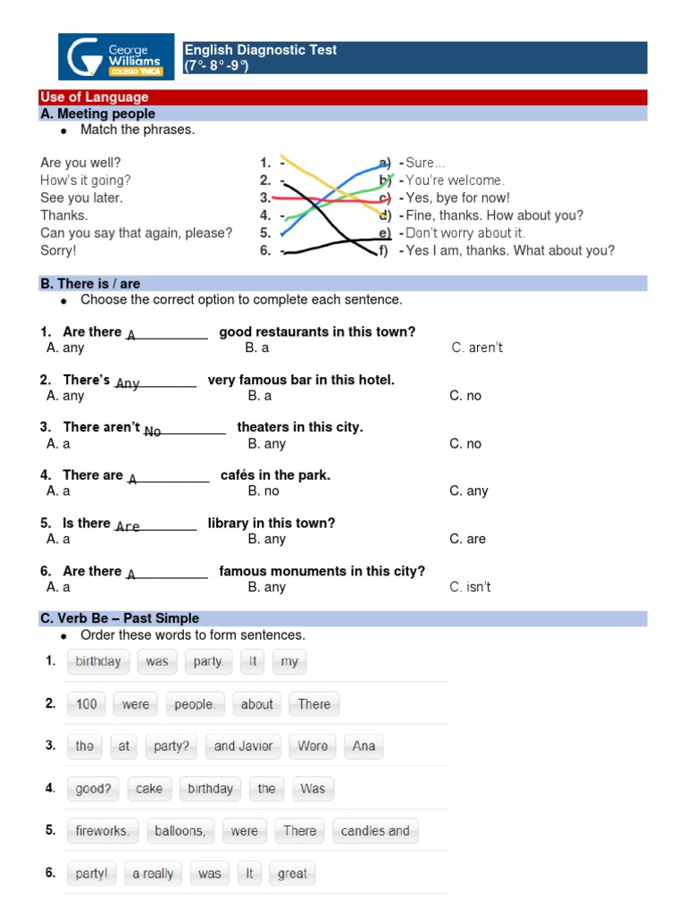 Diagnostic Test for English Language Skills | PDF | Cognitive Science ...