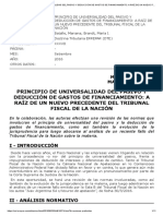 Principio de Universalidad Del Pasivo Y Deducción de Gastos de Financiamiento: A Raíz de Un Nuevo Precedente Del Tribunal Fiscal de La Nación