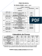 Horários e calendários de disciplinas de Psicologia
