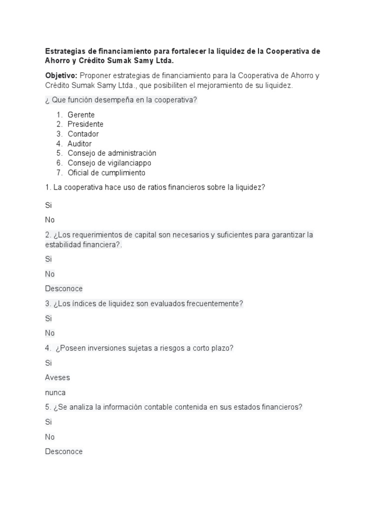 Preguntas de Coop Sumak Samy PDF Liquidez de mercado Negocios