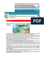 5° FICHA DIA 05 - COM - REFUERZO ESCOLAR - Una Historia de Solidaridad y Agradecimiento