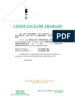 Modelo de Constancia de Trabajo