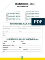 Candidature 2023 - 2024: Coordonnees de La Joueuse