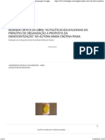 Resenha crítica da obra As políticas educacionais do princípio de organização a proposta da democratização da autora Maria Cristina Piana