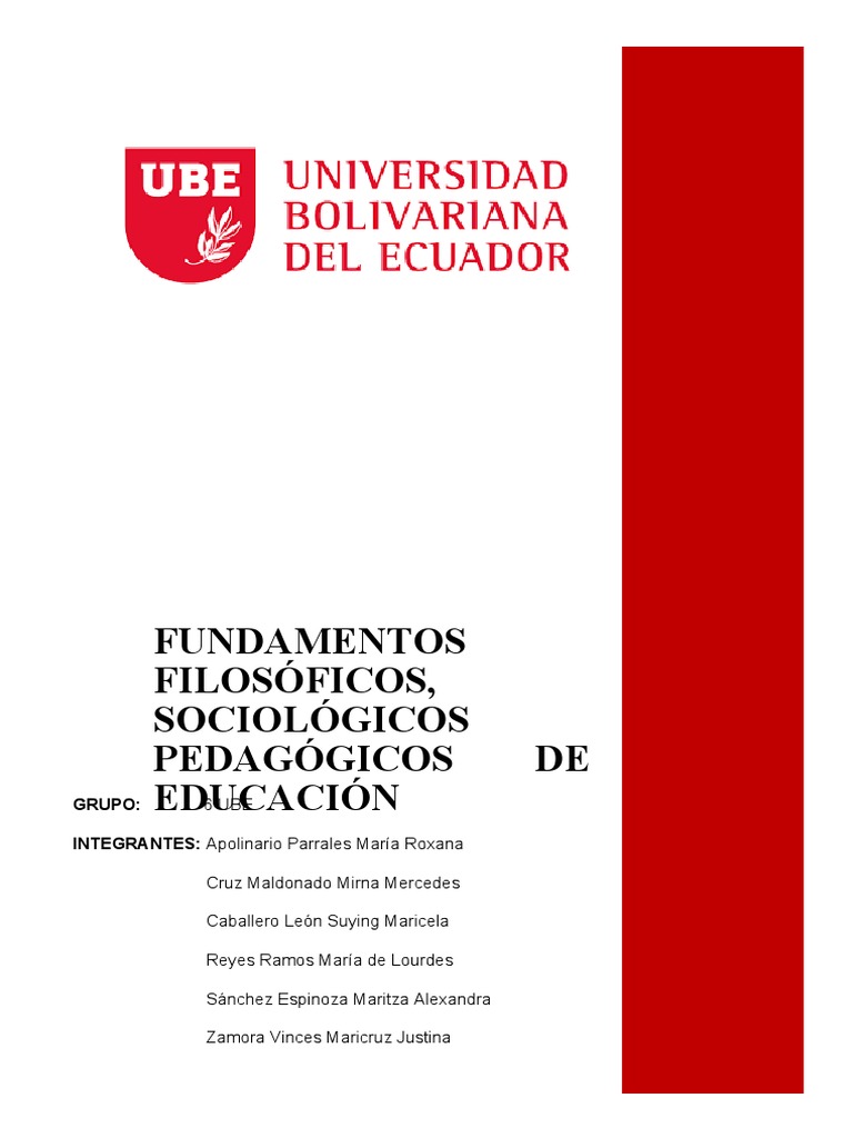 Fundamentos Filosóficos, Sociológicos Y Pedagógicos de La Educación ...