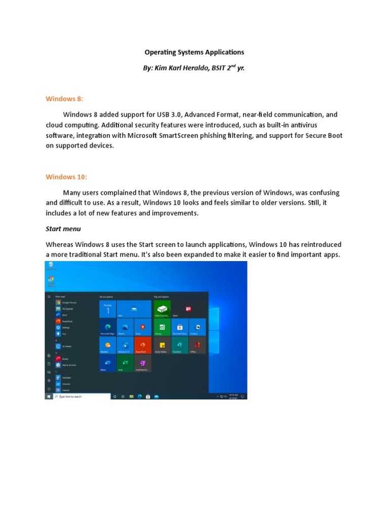 Operating System | PDF | Windows 8 | Windows 10